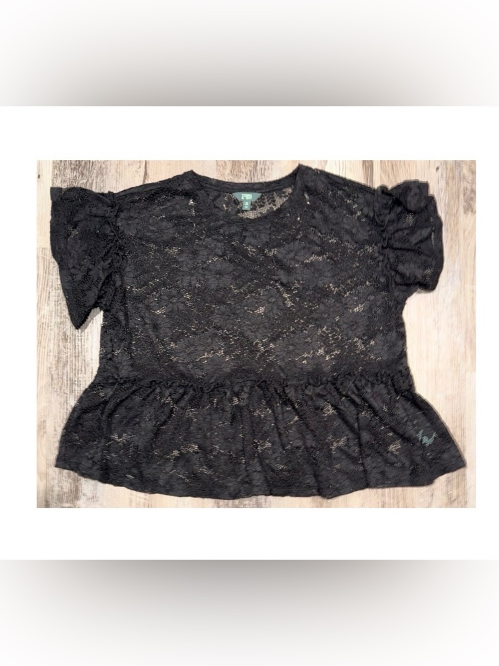 Women's Black Lace Peplum Top Size 0X (14)
